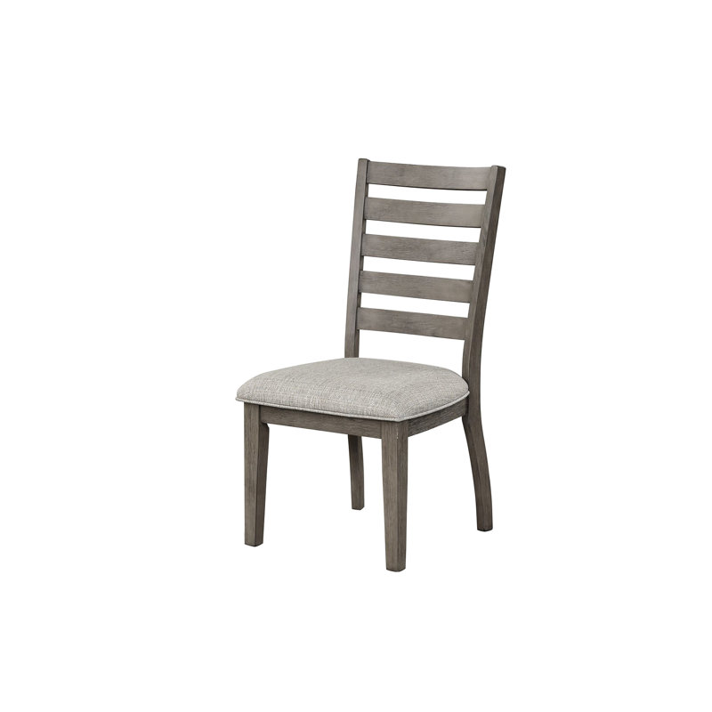 Chaises de salle à manger à dossier double en tissu 2 pièces avec siège rembourré gris rustique