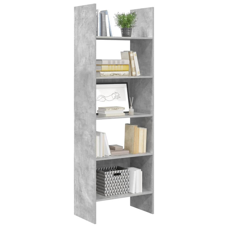 Dorith 180cm H Standard Bookcase, 180cm H x 60cm W x 35cm D, Concrete Grey