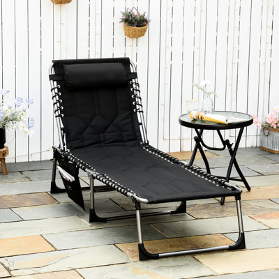 6-Level Reclining Garden Camping Chair - Padded, , For Beach, Yard, Patio, Pool, Outdoor Lounge Reclining, Pool