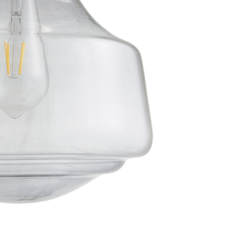 Clear Glass Bell-Shaped Pendant Light with Black Cord