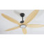 Ventilateur de plafond à 5 pales en bois avec lumière et télécommande, moteur à courant continu réversible silencieux, 6 vitesses de vent, intensité variable à DEL et mémoire, pour chambre / patio / salon