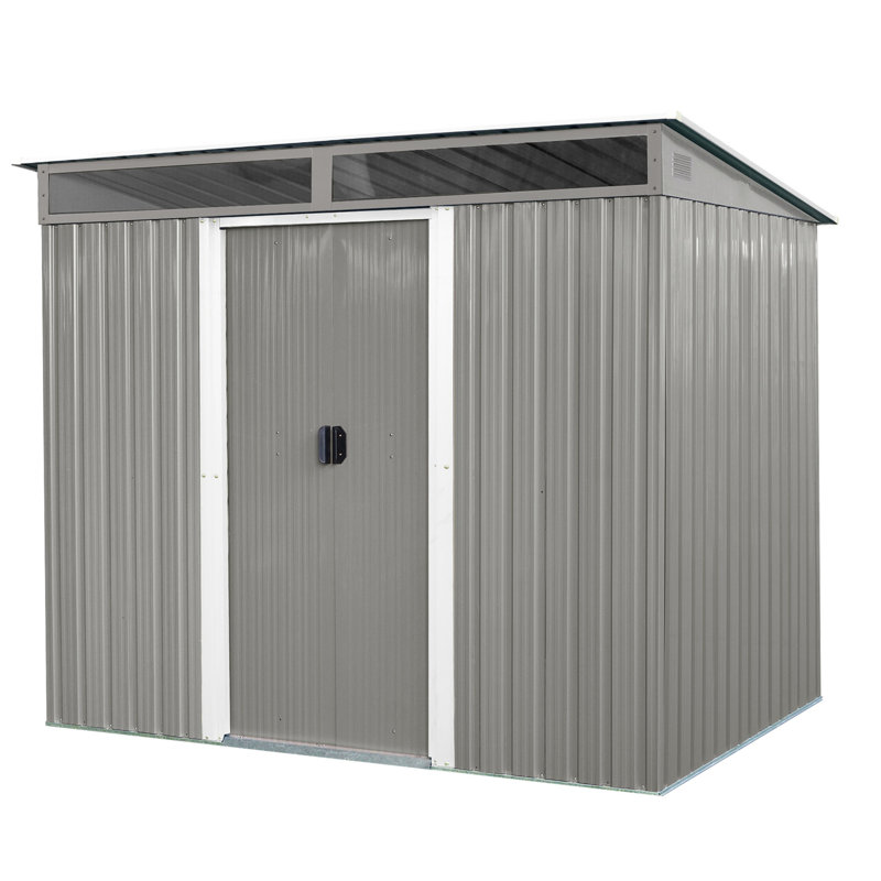 Remise de rangement extérieure en métal 8 x 6 pi avec portes verrouillables - To