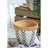 Set of 2 White and Brown Cement Planters with V Pattern, L:D10x8"  S:D8x6.5"