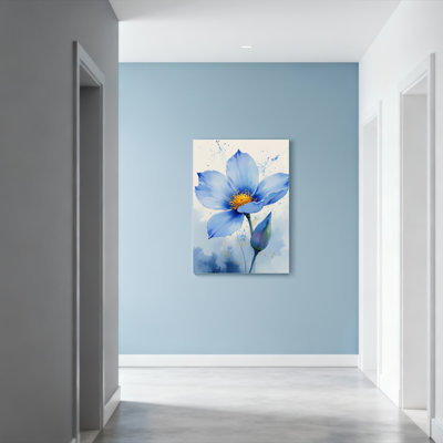 «Blue Poppy Flower», reproduction d'art sur toile tendue sur toile, ensemble de 1