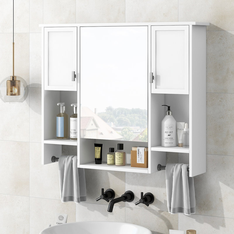 Armoire de rangement murale moderne 35 po x 28 po, Blanc