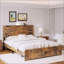 Base de lit plateforme en bois de taille QUEEN avec rangement, ports USB et station de charge, aucun matelas requis, brun foncé-2129448300