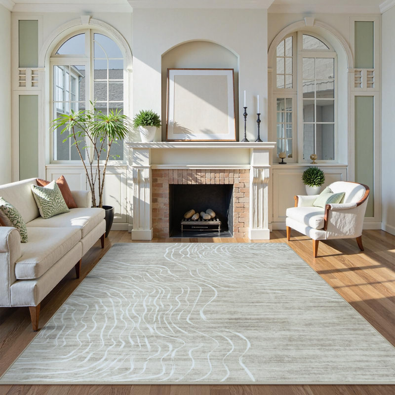 Modern Washable Area Rugs for Living Room Abstract Non-Slip Rugs for Bedroom, Carpet for Playroom, Rectangle 6' x 9'
