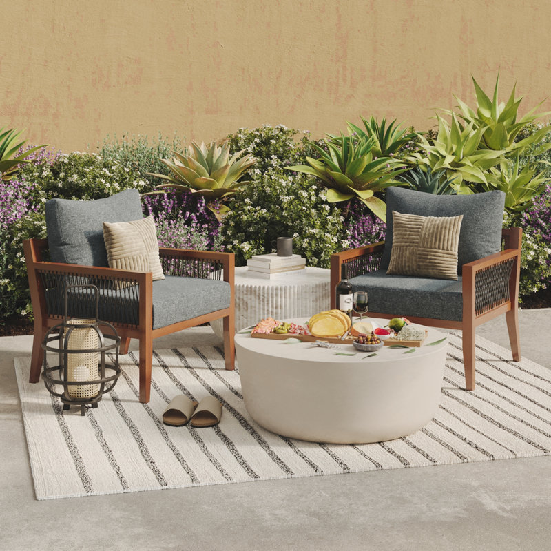 Rooney Outdoor Lounge Chair, Dark Gray, Dark Acacia