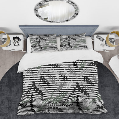 Motif à rayures blanches et bleues - Ensemble de housse de couette abstrait - Polyester en microfibre