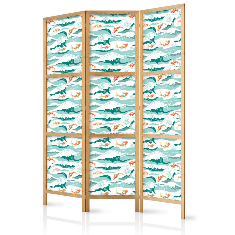 171cm H Solid Wood Folding Room Divider, 171cm H x 135cm W x 1.2cm D, 3