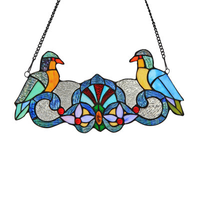 Panneau de fenêtre en verre perchoir tiffany