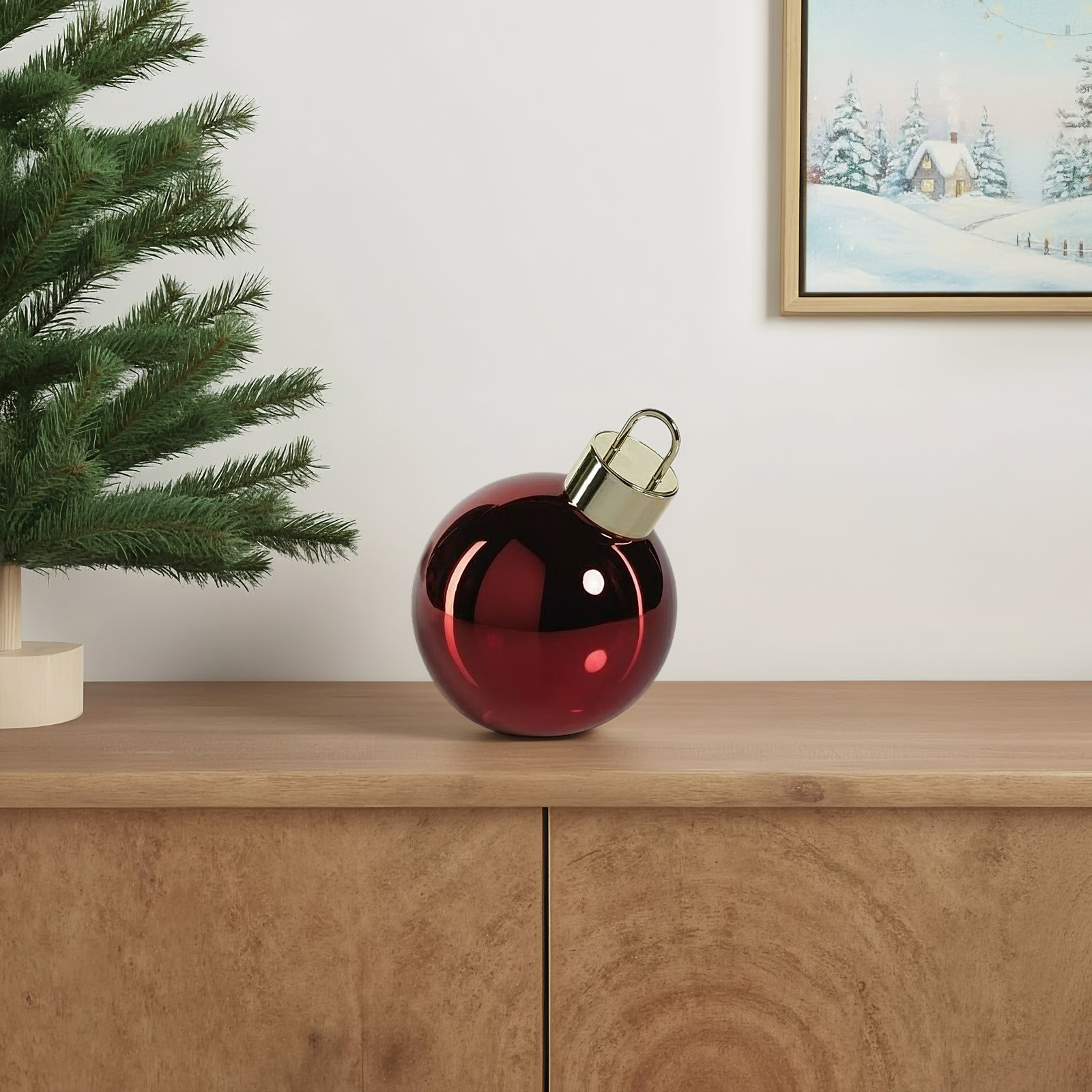 Hasime 2-Piece Lighted Glass Ball Accent Set, Red
