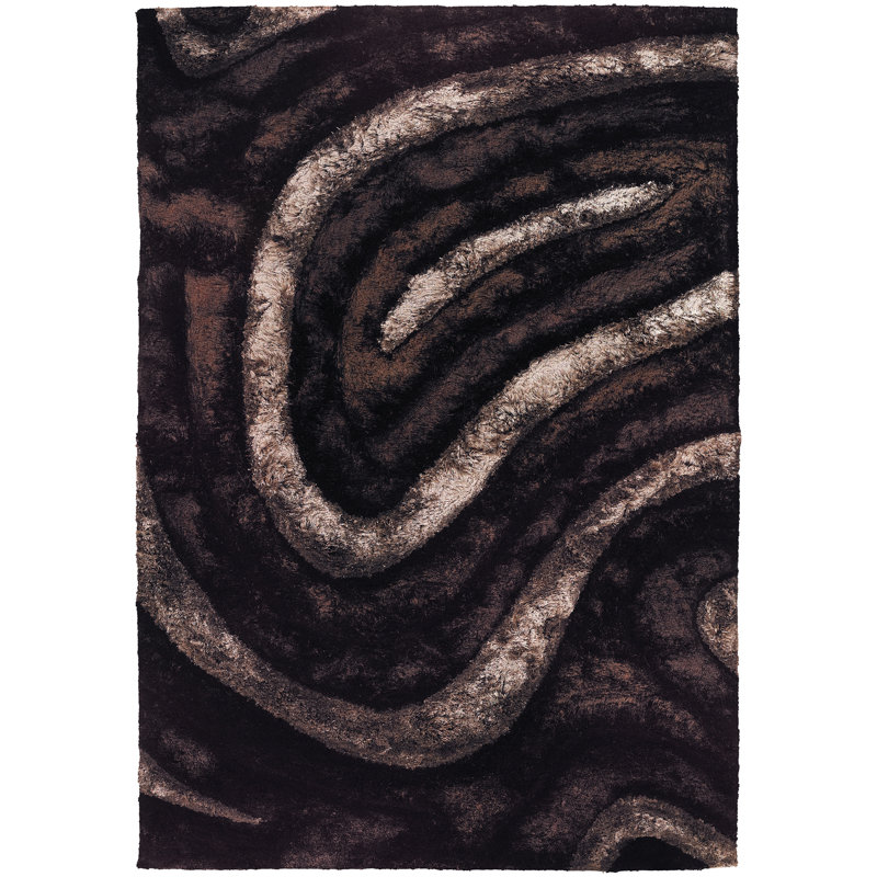 Flemish Hand Loomed Abstract Area Rug in Brown/Beige, Rectangle 5' x 7'6"