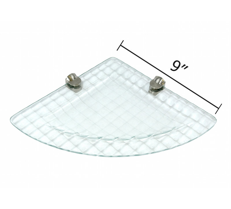 Triangle Glass Corner Shelf with Adjustable Shelves, 9" W x 9" D