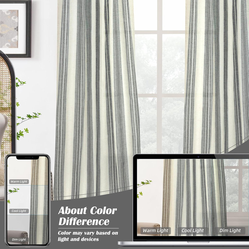 Rideaux semi-transparents avec passe-tringle Chris, Gris, L 52 po x L 63 po