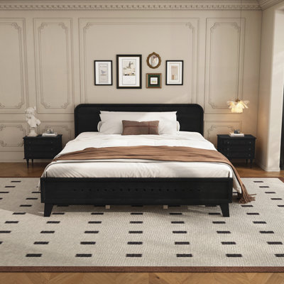 Wood Bed Frame with Headboard