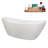 75" Streamline Soaking Glossy White Acrylic Freestanding Bathtub, Bamboo Tray, Drain-103682437