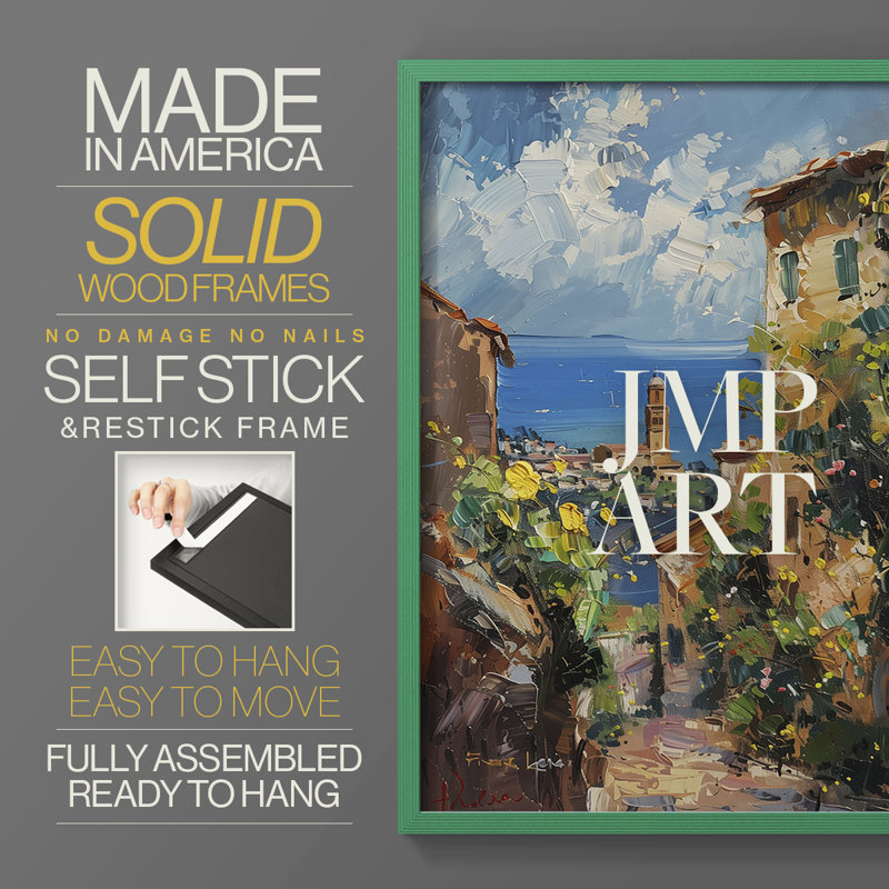 LANDSCAPES Series CCCLXXV Framed Print - Solid Wood, Green, 21" H x 17" W