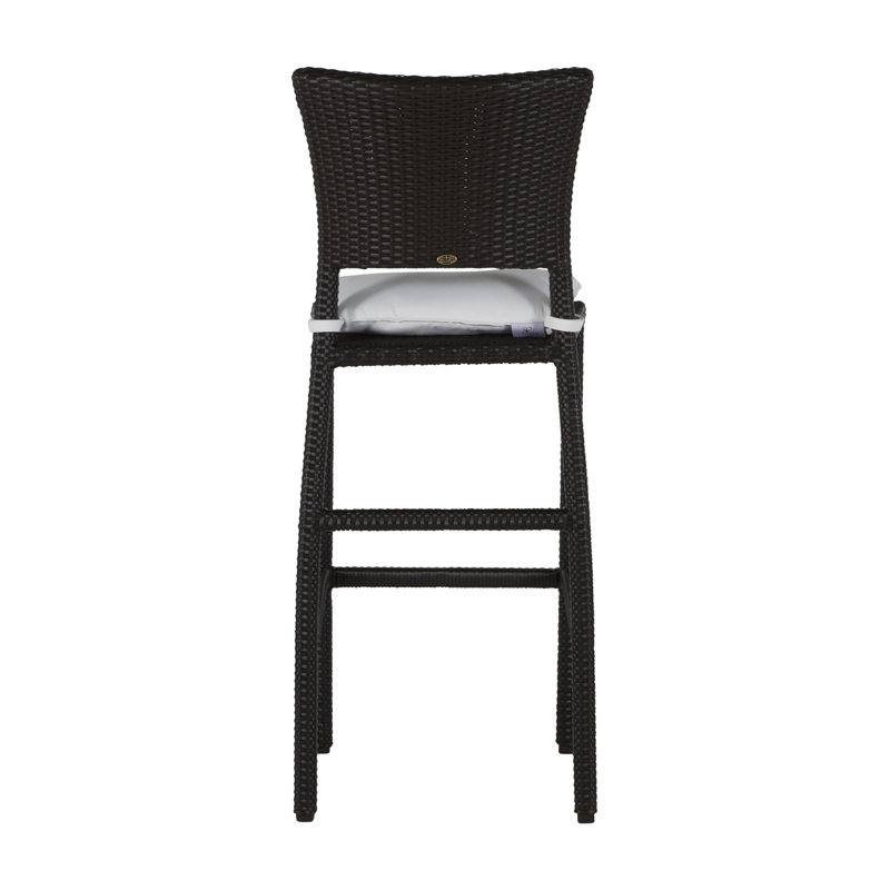 Skye 30" Patio Bar Stool with Cushion, Oyster, Dove Sunbrella® Linen, Welt