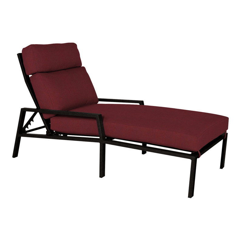 Aris Outdoor Chaise Lounge, Carbon Black, Alcazar Redwood