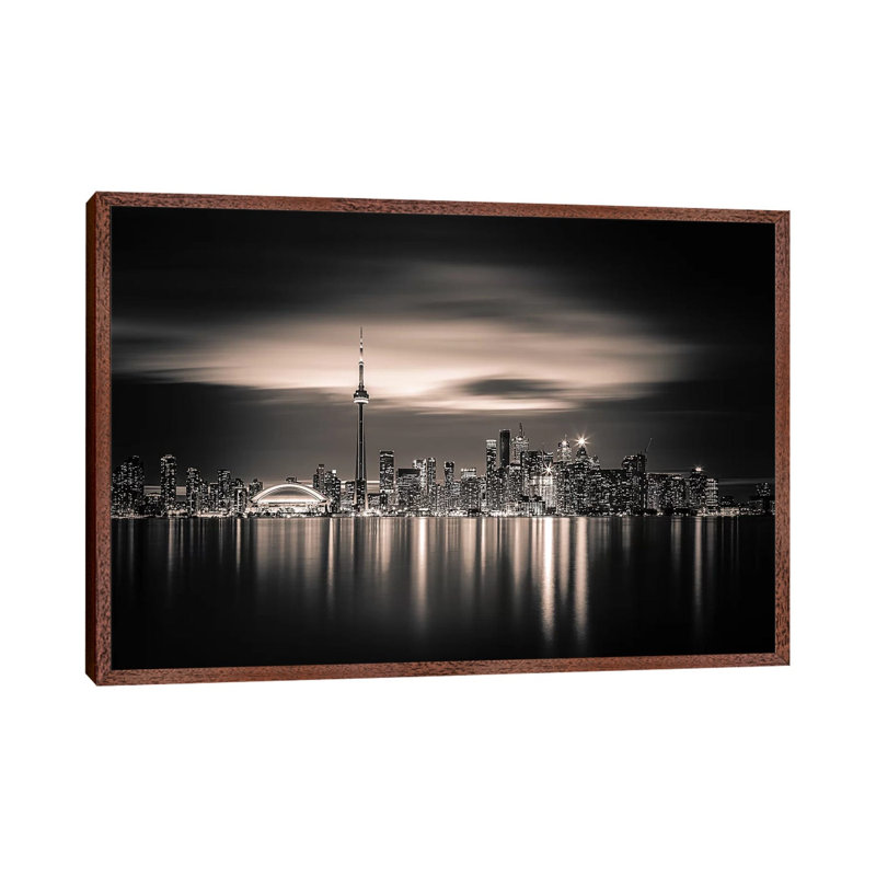 Toronto 1 Piece Wall Art on Canvas, 66.04cm H x 101.6cm W x 3.81cm D, Classic Brown Wood Floater Framed