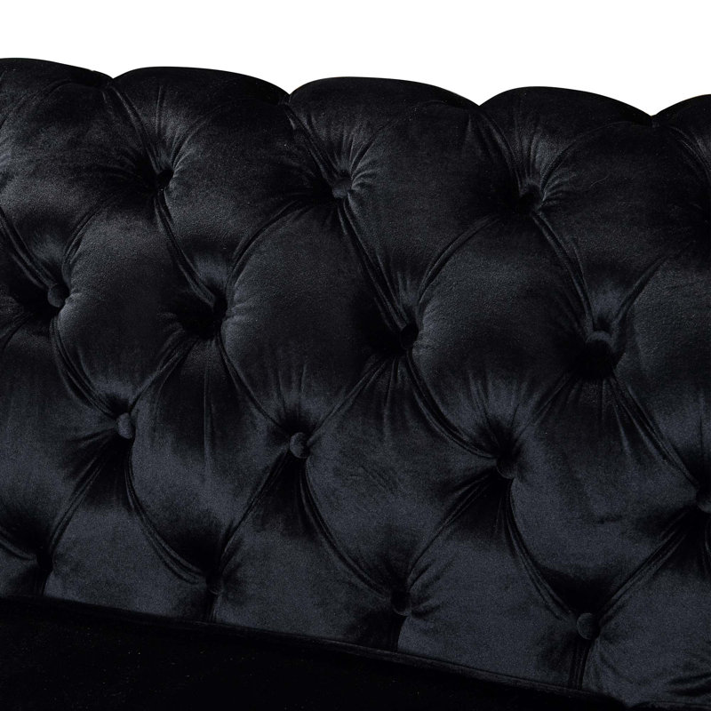 Canapé Chesterfield en velours de luxe, Noir