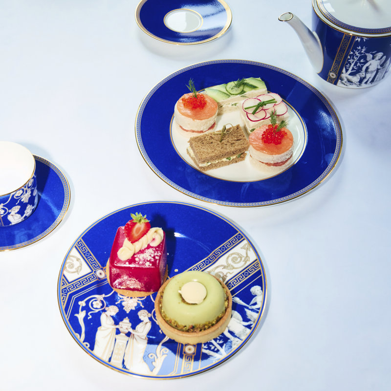 Renaissance Bone China Teacup, Blue/Gold