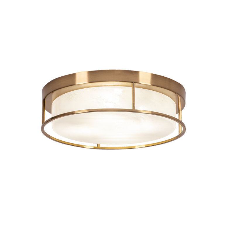 Plafonnier encastré, avec verre, Laiton New Age, H 5,25 po x l 5,25 po x P 18 po, Coloré