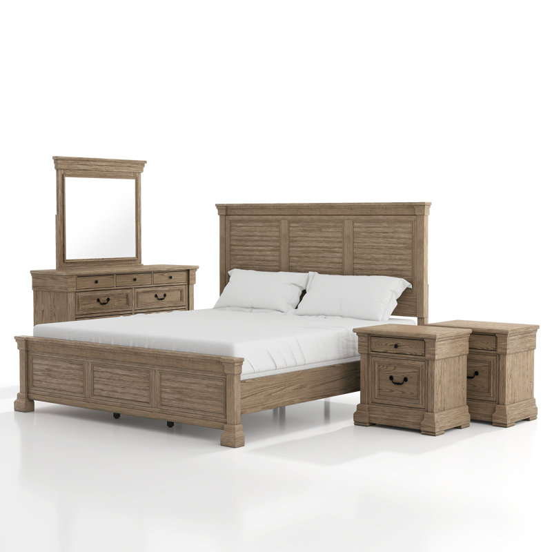Laniel 5-Piece Bedroom Set, King, 5 Pcs: Bed, 2 Nightstand, Dresser, Mirror