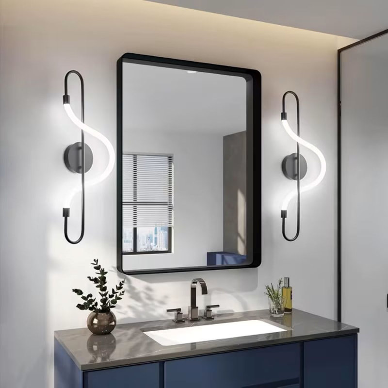 Applique murale de chevet moderne moderne à DEL Applique murale minimaliste à DEL pour salle de bain, meuble-lavabo pour chambre à coucher, salon, salle à manger, couloir, ensemble deux pièces 6000K
