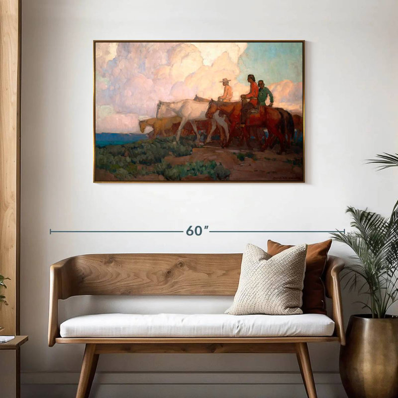 Range Riders de Navajo, Cadre flottant doré, 43 po x 29 po