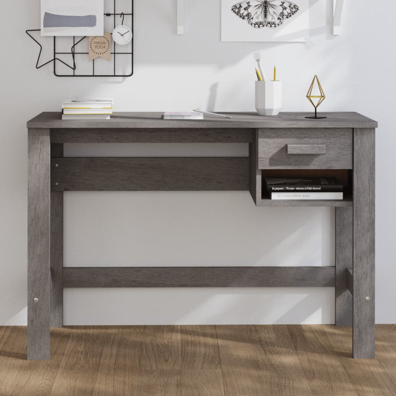 Harneen Solid Wood Writing Desk, Light Grey