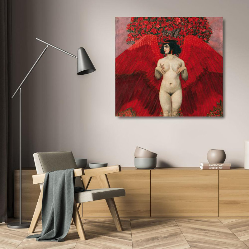 "Red Angel" par Karl Mediz - Art mural sur toile tendue avec châssis, H 24 po x l 17 po