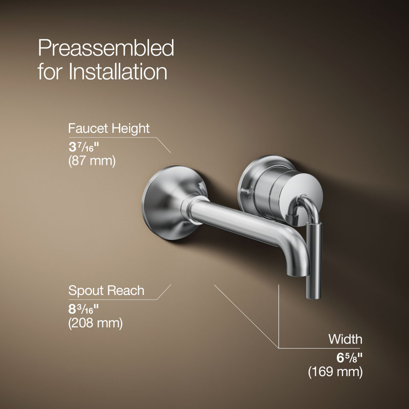 Tone Wall-Mount Single-Handle Bathroom Sink Faucet, Polished Chrome