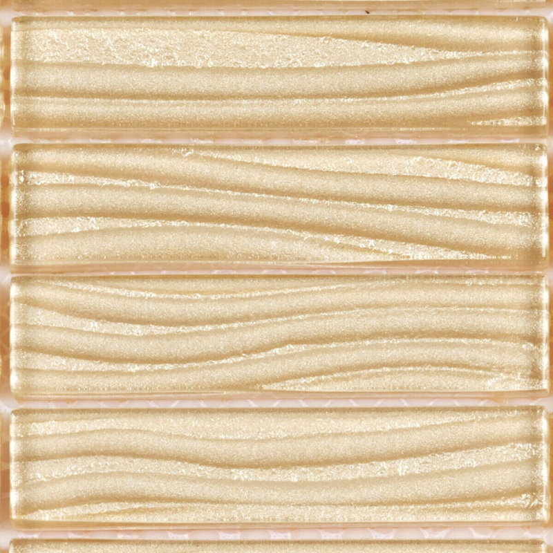 1" x 4" Glass Grid Mosaic Tile, Ivory