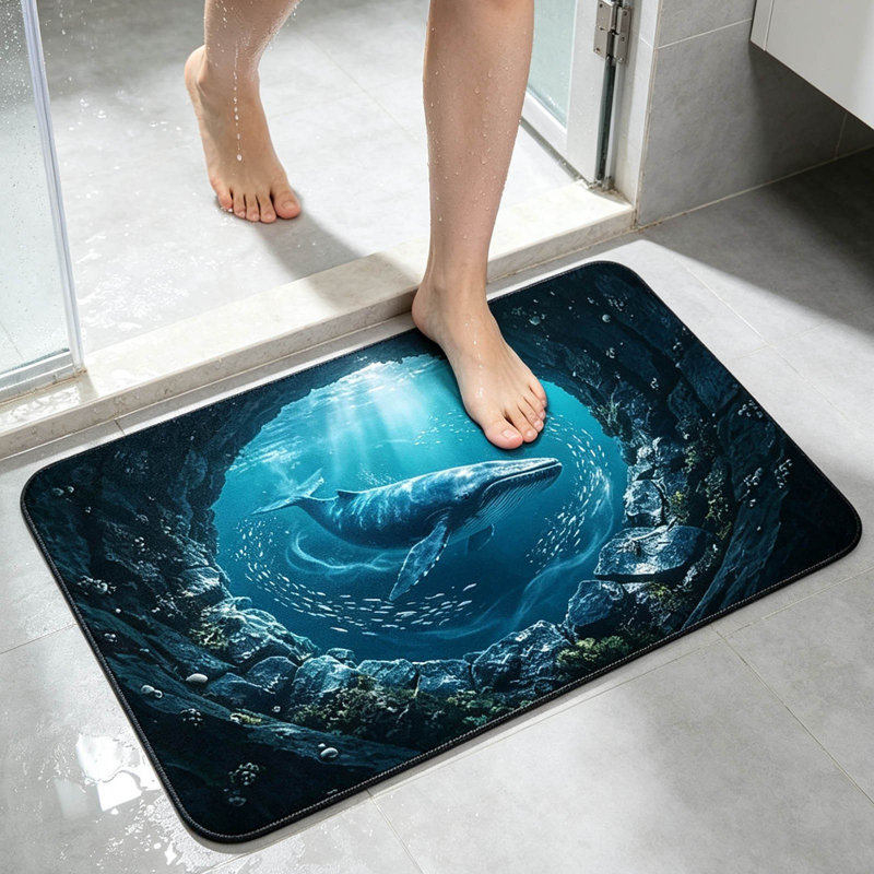Area Rug Deep Sea Visual Bathroom Mat Stylish Scenery Absorbent Bath RugNon Dry Soft Floor Mat Modern Decorative Washable Shower Mat