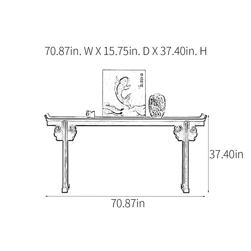 Retro Classical Minimalist Console Table, 37.4" H x 70.87" W x 15.75" D