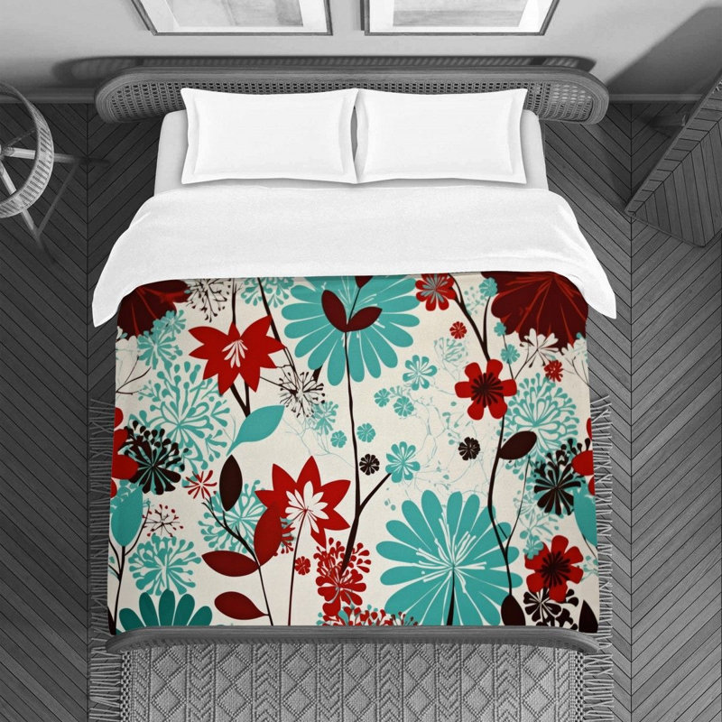 Funky Polyester Floral Duvet Cover, Queen Duvet Cover