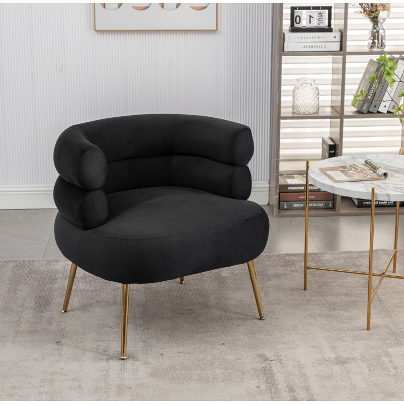 Fauteuil demi-tonneau l 30 po Demetrius, Velours noir
