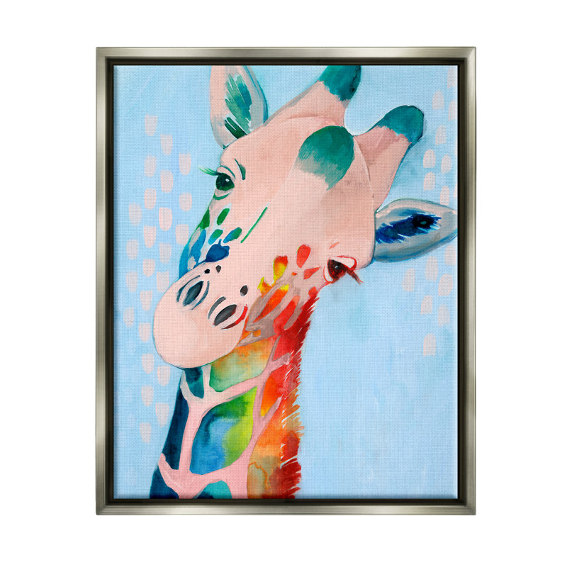 "Rainbow", art mural sur toile bleu abstrait par Grace Popp, H 31 po x l 25 po x P 1,7 po, Cadre flottant gris lustré