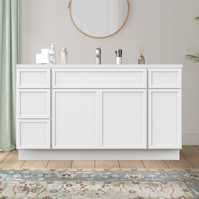 Base de meuble-lavabo simple 63 po seulement, Blanc