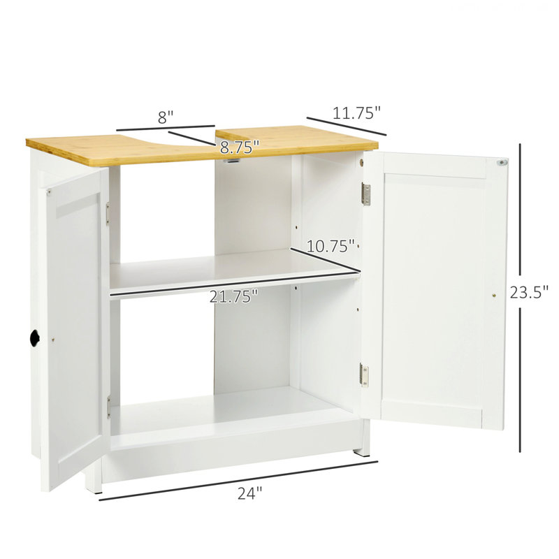 Armoire de salle de bain contemporaine sous le lavabo, armoire de rangement de salle de bain avec portes doubles et tablette réglable