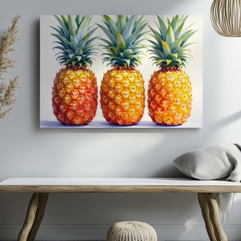 Art mural minimaliste avec ananas, H 11 po x l 14 po