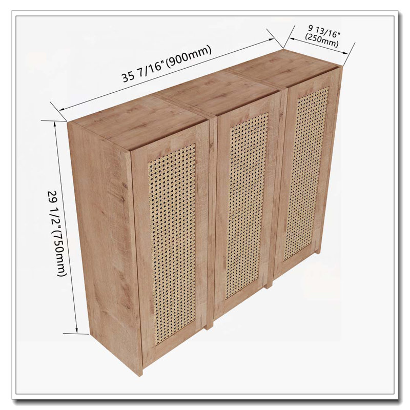 Rattan Bathroom Cabinet,Soft Close Doors,Float Mounting Design
