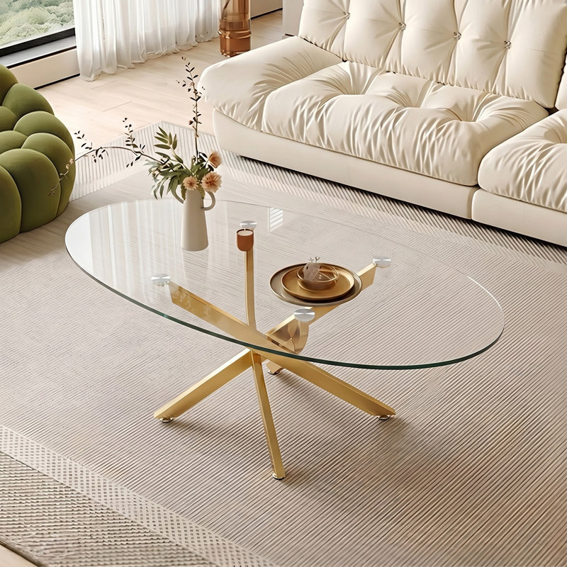 Table basse ovale, Transparent / Doré