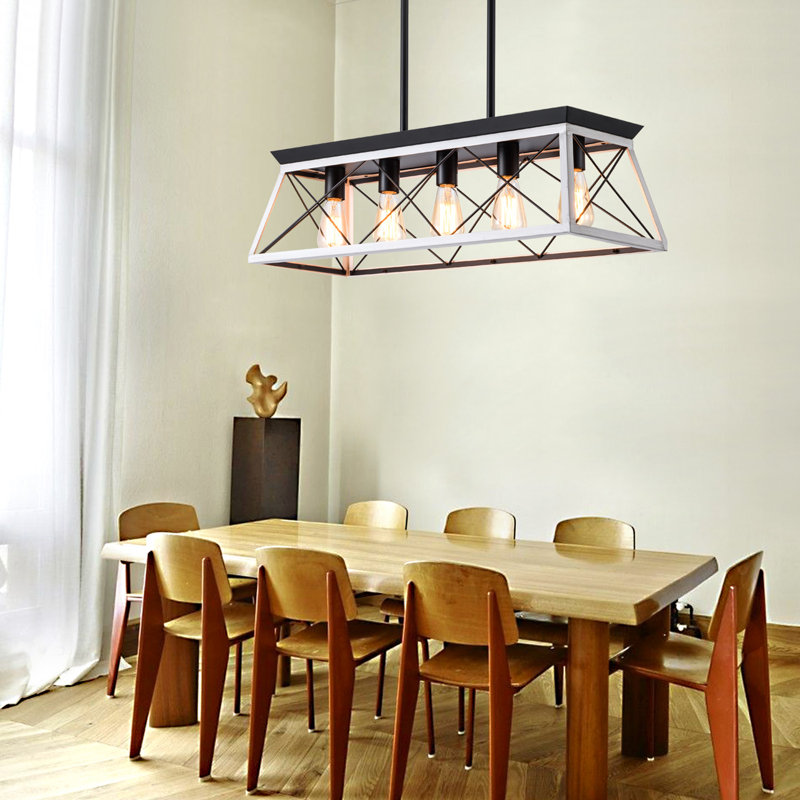 5-Light Kitchen Island Pendant, White