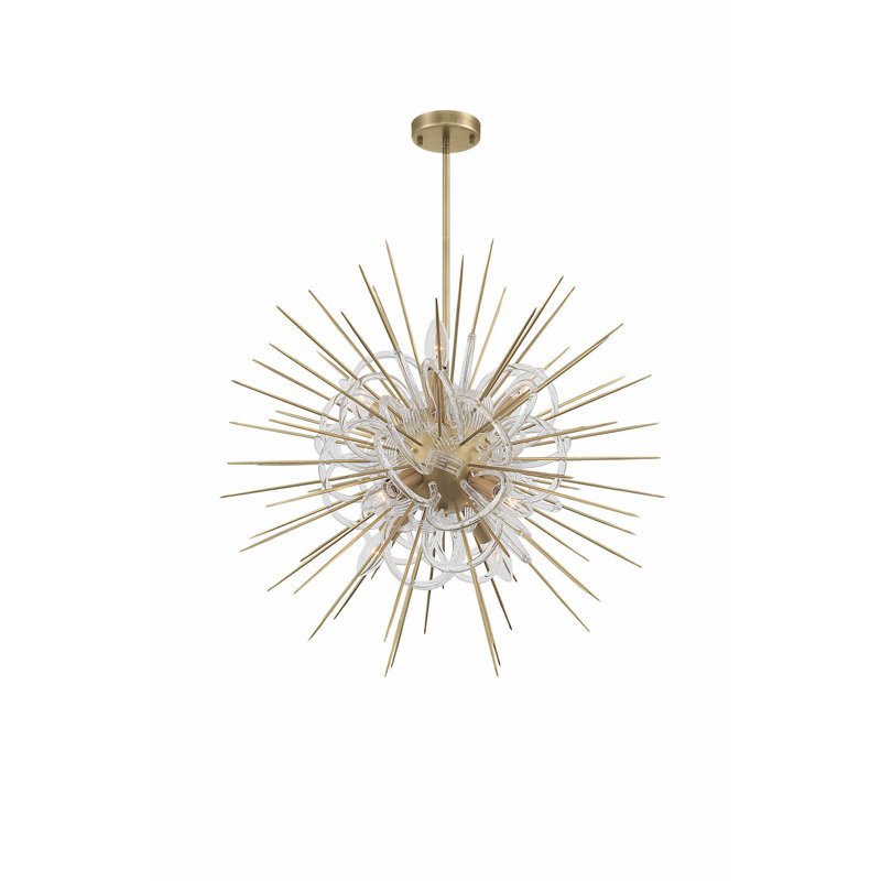 Olya Sphere Chandelier, 26.4" H x 24" W x 24" D, Polished Nickel