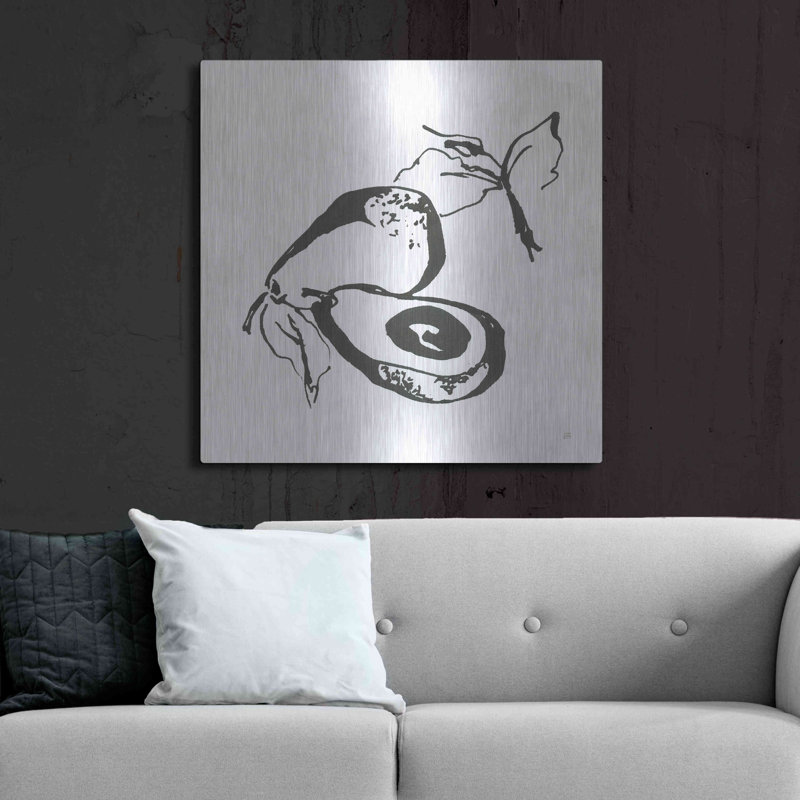 «Avacado I BW» par Chris Paschke, art mural en métal, H 36 po x l 36 po