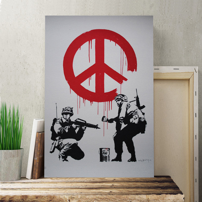 Banksy Peace Wall Graffiti - Wrapped Canvas, 100cm H x 70cm W