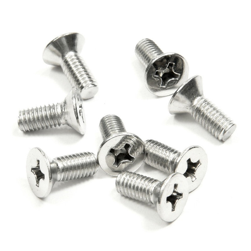 Brixwell PS615CH, plaque de recouvrement 6 x 15 mm, vis cruciformes à tête plate, longueur 9/16 po, finition chrome poli, paquet de 8 